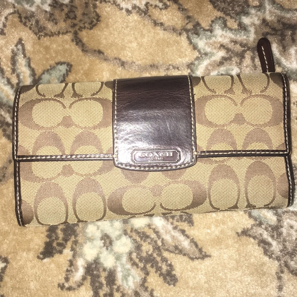 Coach large wallet with check book holder